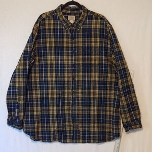LL Bean Mens XXL Tall Scotch Plaid Flannel Shirt Button Down Blue MacKellar